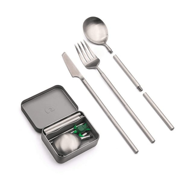Outlery | Stainless Steel Travel Cutlery Set (Raw Silver) with Case EasyOptionXY LLC