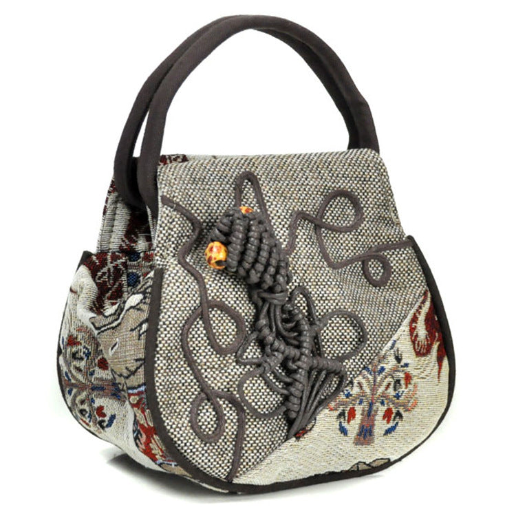 Burlap woven handbag Pi-Mart