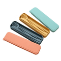 Aokelily Travel Utensils with Case, 4 Sets Wheat Straw Portable Cutlery Set Chopsticks Knives Fork and Spoon Set for Lunch Box Accessories, Camping Utensil Set Flatware Sets for Daily Use or Outdoor