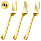 JL Prime 100 Piece Gold Plastic Forks Set, Re-Usable Recyclable Plastic Forks, Gold Plastic Forks, Great for Wedding, Anniversary, Rehearsal, Shower Events EasyOptionXY LLC