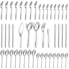 Mirdinner 45 Pcs Silverware Set with Serving Utensils for 8, Food Grade Stainless Steel Flatware Cutlery Set for Home and Restaurant, Mirror Polished & Dishwasher Safe