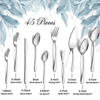Mirdinner 45 Pcs Silverware Set with Serving Utensils for 8, Food Grade Stainless Steel Flatware Cutlery Set for Home and Restaurant, Mirror Polished & Dishwasher Safe