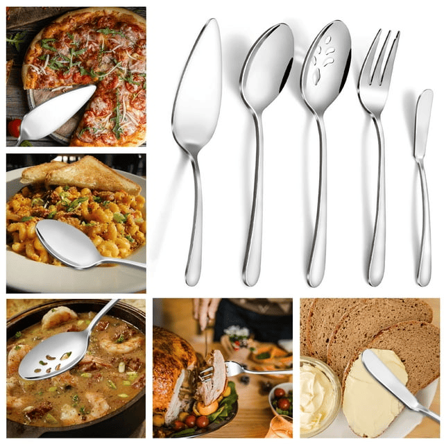Mirdinner 45 Pcs Silverware Set with Serving Utensils for 8, Food Grade Stainless Steel Flatware Cutlery Set for Home and Restaurant, Mirror Polished & Dishwasher Safe