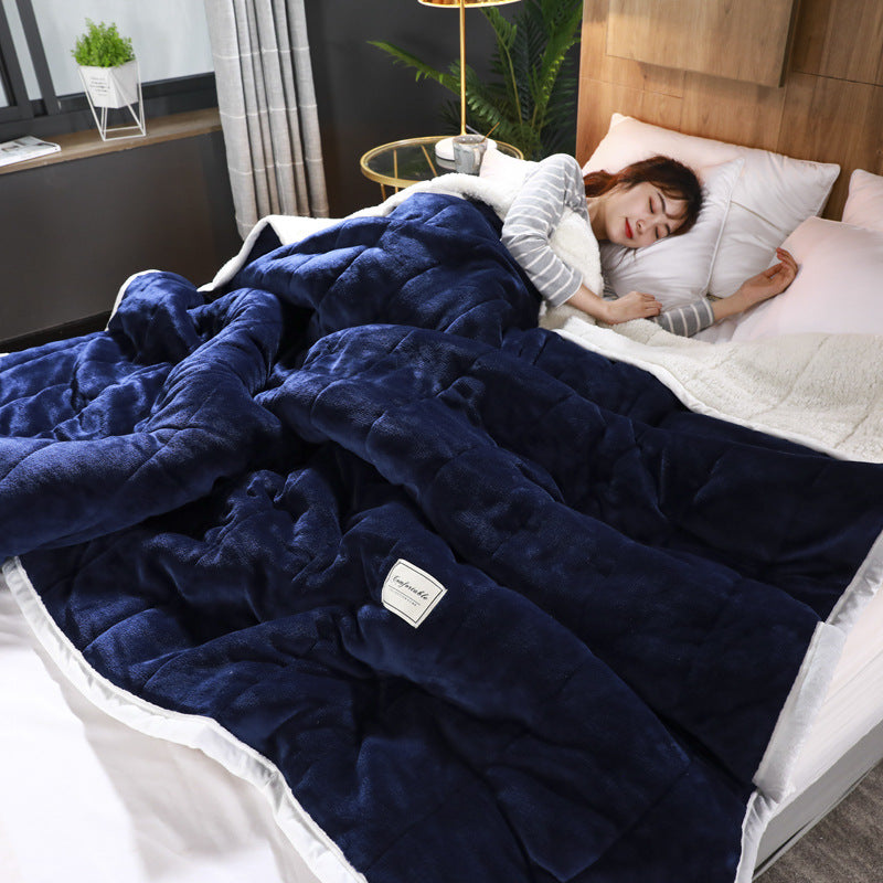 Fleece Blankets And Throws Thick Warm Winter Blankets Home Super Soft Duvet Luxury Solid Blankets On Twin Bedding Pi-Mart