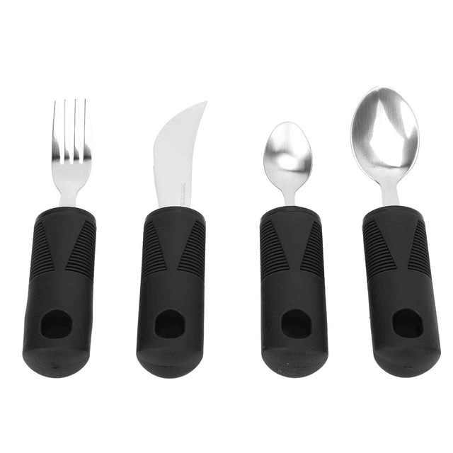Weighted Utensils, Anti Shaking 4 Pieces Stainless Steel Hanging Hole Parkinsons Utensils For Parkinson EasyOptionXY LLC