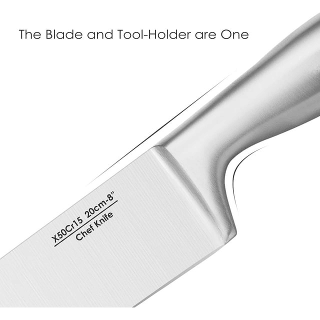 Knife Set 17 Pieces Stainless Steel Hollow Handle Cutlery Block Set EasyOptionXY LLC