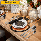 Silverware Set 20 Piece Gold Silverware Flatware Cutlery Set With Stand Include Knife Fork Spoon,Hanging Stainless Steel Utensils Set Service for 4, Dishwasher Safe (silver) EasyOptionXY LLC