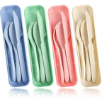 4 Sets Travel Cutlery with Case Reusable Utensils Set Portable Fork Knife Spoon Tableware Set EasyOptionXY LLC