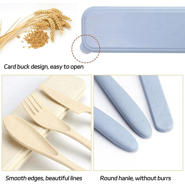 4 Sets Travel Cutlery with Case Reusable Utensils Set Portable Fork Knife Spoon Tableware Set EasyOptionXY LLC