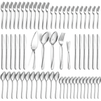 Mirdinner 65 Pcs Silverware Set with Serving Set for 12, Stainless Steel Flatware Cutlery Set Contains 5 Pcs Serving Set, for Home, Restaurant or Parties, Dishwasher Safe EasyOptionXY LLC
