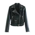 Street Handsome Belt Motorcycle Leather Ladies Jacket Pi-Mart