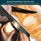 Home Hero - Steak Knives - Serrated Kitchen Steak Knives Set - Dishwasher Safe - 6 Pcs, Black EasyOptionXY LLC
