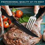 Home Hero - Steak Knives - Serrated Kitchen Steak Knives Set - Dishwasher Safe - 6 Pcs, Black EasyOptionXY LLC