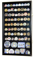 Military Challenge Coin Display Case Cabinet Rack Holder Stand Box w/UV Protection, Black Finish The Military Gift Store