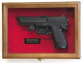 Single Pistol Display Case Wall Mount Solid Hardwood Cabinet Gun Holder Walnut finish The Military Gift Store