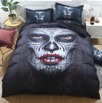 Black Skull Bedding Set Halloween Style Bed Sheet Queen King Double Bed Linen Cotton Blend Flower Skull Duvet Cover Set Pi-Mart