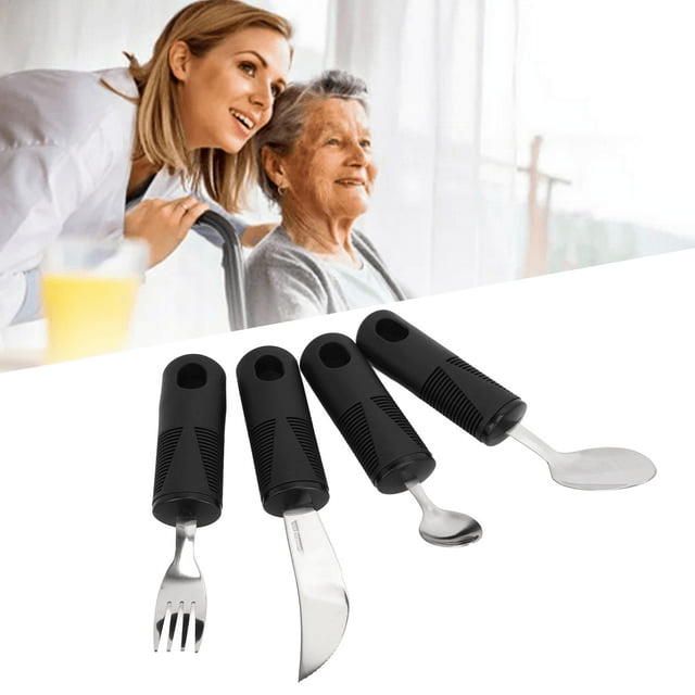 Weighted Utensils, 4 Pieces Anti Shaking Stainless Steel Parkinsons Utensils For Elderly EasyOptionXY LLC