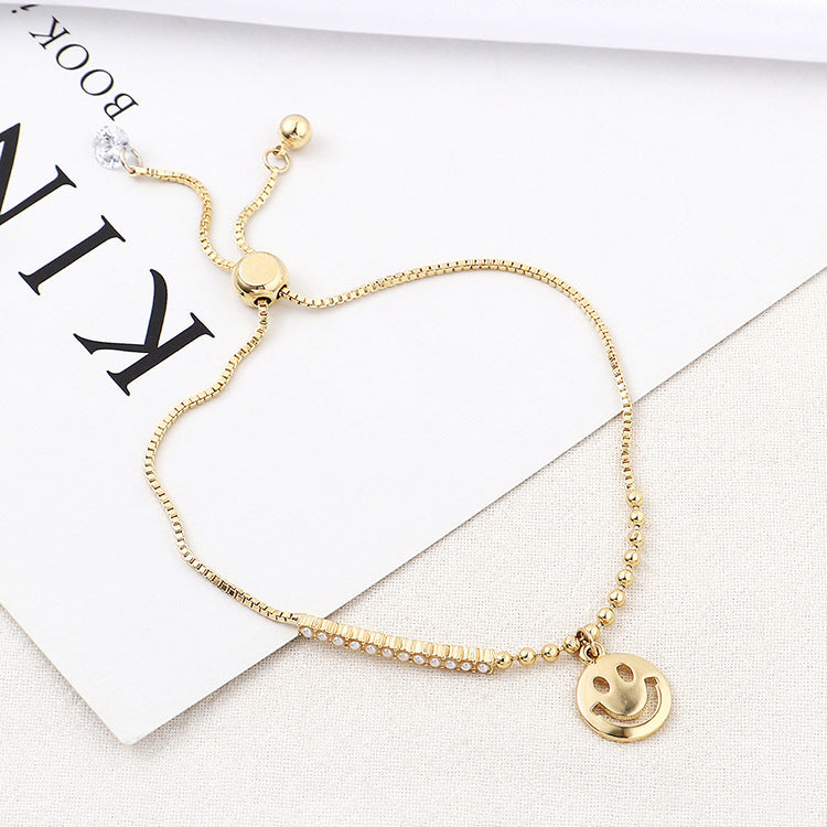 Western Fashion Simple Smiley Bracelet Women's Adjustable All-match Zircon Bracelet Accessories - SJB-DIAMOND ELITES