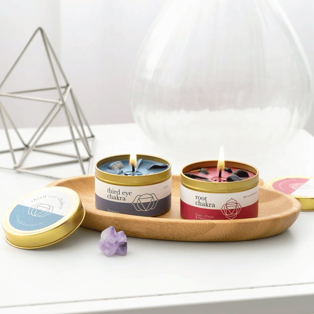 Chakra Candles with Crystals | Set of 7 Scented Candles with Essential Oils | Candle Gift Set for Meditation, Reiki, Mindfulness and Wellness EasyOptionXY LLC