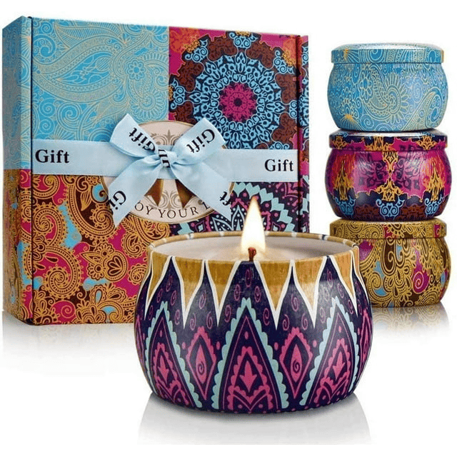 YFYTRE Scented Candles Gift Set, 8% Essential Oil, 4 Pack Aromatherapy Candle, Stress Relief Gifts for Women, Candles for Home Scented EasyOptionXY LLC