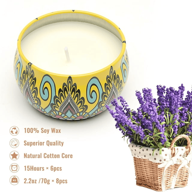 Scented Candles Gift Set, 6 Pack Jar Aromatherapy Candle for Women, Each Candle Burns for 15 h EasyOptionXY LLC