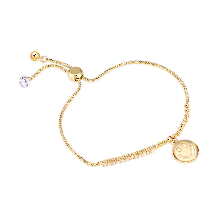 Western Fashion Simple Smiley Bracelet Women's Adjustable All-match Zircon Bracelet Accessories - SJB-DIAMOND ELITES