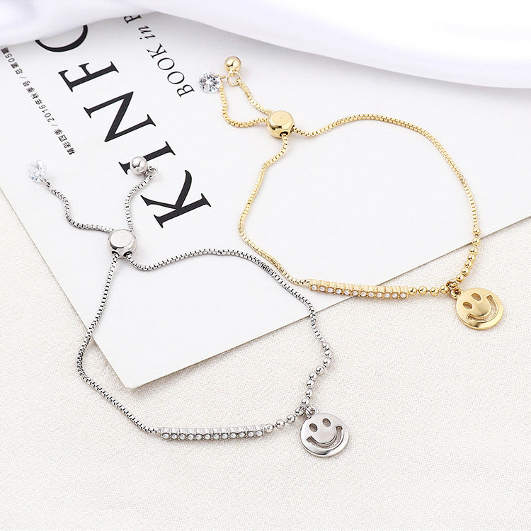 Western Fashion Simple Smiley Bracelet Women's Adjustable All-match Zircon Bracelet Accessories - SJB-DIAMOND ELITES