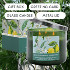 Fresh Eucalyptus Bergamot Candle 3 Wick | Natural Soy Wax Candle for Home, 15.8 Oz Large Aromatherapy Candle for Relaxation, Scented Candle for Women and Men, Luxury Candle Gift for Him and Her EasyOptionXY LLC