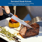 GPED Steak Knives Set of 8, 4.5-inch Serrated Steak Knife Set, Ultra Sharp Stainless Steel Triple Rivet Collection Kitchen Steak Knife Set, Non-Stick & Rust-Resistant Dinner Knives EasyOptionXY LLC