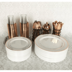 JL Prime 120 Piece Rose Gold Plastic Silverware Set, Re-Usable Recyclable Plastic Cutlery, 40 Forks, 40 Spoons, 40 Knives, Great for Wedding, Anniversary, Rehearsal, Shower Events