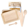 Disposable Wooden Cutlery Utensils Set ??¨¬ (Pack of 150) 30 7.8-inch Plates 30 Forks 30 Knives 30 Spoons 30 Small Spoons Eco-Friendly Silverware Compostable Flatware Biodegradable Better T