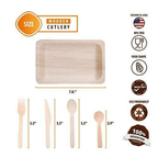 Disposable Wooden Cutlery Utensils Set ??¨¬ (Pack of 150) 30 7.8-inch Plates 30 Forks 30 Knives 30 Spoons 30 Small Spoons Eco-Friendly Silverware Compostable Flatware Biodegradable Better T