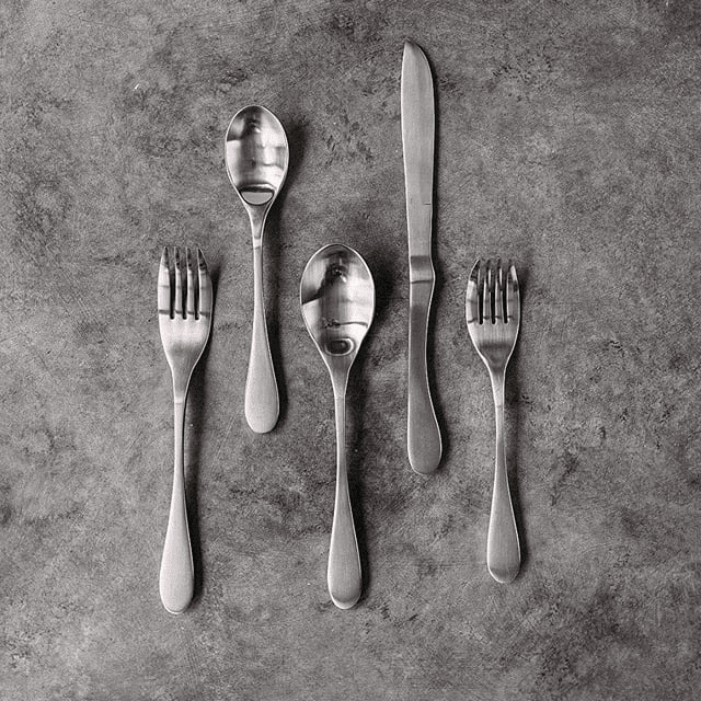 Knork Original Silverware Stainless Steel Metal Utensils Flatware Cutlery Place Setting, 5 Piece, Matte Silver EasyOptionXY LLC