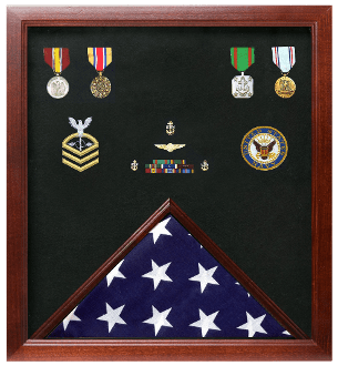 Military Flag and Medal Display Case - 5x9.5 military U.S. flag The Military Gift Store