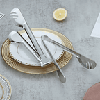 ReaNea Silver Flatware Serving Set of 10 Pieces,Silverware Serving Utensils Large Spoon Set EasyOptionXY LLC