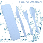 FLONOZZ Travel Cutlery Set with Case, Reusable Plastic Portable Camping Flatware Set (Blue) EasyOptionXY LLC