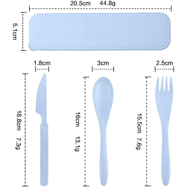 FLONOZZ Travel Cutlery Set with Case, Reusable Plastic Portable Camping Flatware Set (Blue) EasyOptionXY LLC