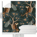 51x59 inches Vibrant Tiger and Peacock Print Flannel Throw Blanket - Throws with Hypoallergenic Polyester Fiber, Soft Multipurpose Knitted Design for All Seasons, Space Theme Decorative Bedding with Easy Dry Clean Care and St