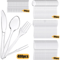 STONCEL 400PCS Clear Plastic Cutlery Set, Durable Reusable Plastic Cutlery Set Includes 100 Forks 100 Spoons 100 Knives 100 Fruit Forks for Tableware, Parties, Camping and Dinnerware EasyOptionXY LLC