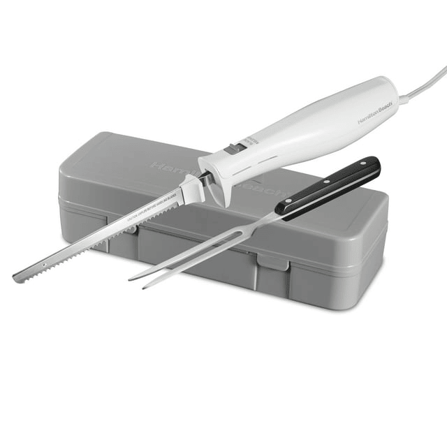 Hamilton Beach Electric Knife Set with Fork and Case, Ergonomic Design, Stainless Steel Reciprocating Blades, White, 74251 EasyOptionXY LLC