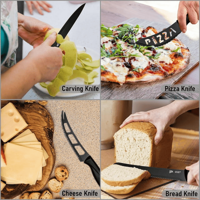 Lux Decor Collection 15-Piece Kitchen Knife Set - High Carbon Stainless Steel, Non-Stick Coating, Rust-Resistant, Ergonomic Handles - Perfect for Cooking & Serving EasyOptionXY LLC