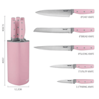 Hecef Kitchen Knife Block Set with Universal Knife Block Holder, High Carbon Stainless Steel Pink Chef Knife Set