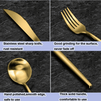 Biutsiun Silverware Sets, 30 Pieces Stainless Steel Flatware Set, Utensils Set Service for 6, Tableware Cutlery Set for Home and Restaurant, Knives Forks Spoons, Mirror Polished, Gold