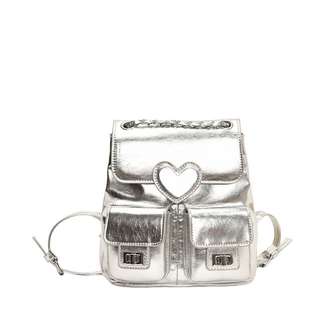 Love pattern women's backpack, versatile chain backpack, fashion travel small backpack purse women - SJB-DIAMOND ELITES