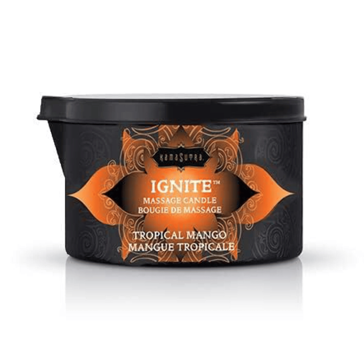 KAMA SUTRA Ignite Massage Candle with Coconut Oil and Soy Based Wax-Free Formula ¨C Tropical Mango Scented, 6 oz/170 g