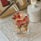 MEHOOM Crystal Cup Dried Flower Jelly Candle, Rose & Freesia Scent, 13 oz, Soy Wax Fragrance, Mother's Day Gift