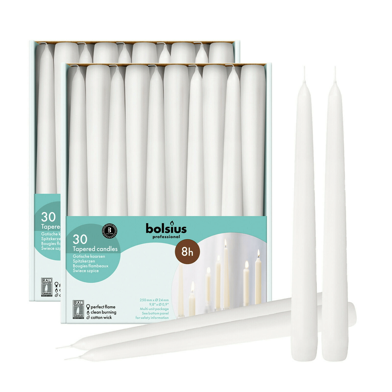 Bolsius Unscented White Taper Candles 10 Inch 60 Pack Wedding Home D¨¦cor