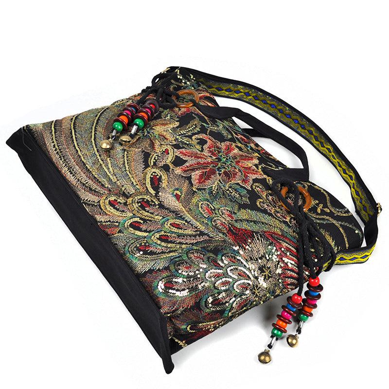 Canvas embroidered handbag Pi-Mart