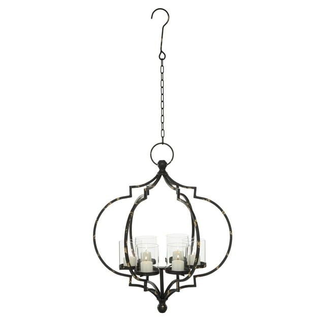 DecMode 6 Holder Black Metal Hanging Candelabra EasyOptionXY LLC