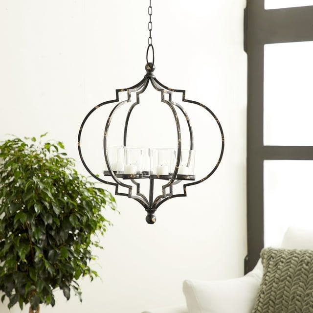 DecMode 6 Holder Black Metal Hanging Candelabra EasyOptionXY LLC